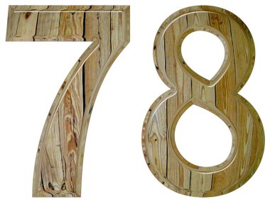 Beyaz arka plan üzerinde 3d izole rakamı 78, yetmiş sekiz, parçalamak