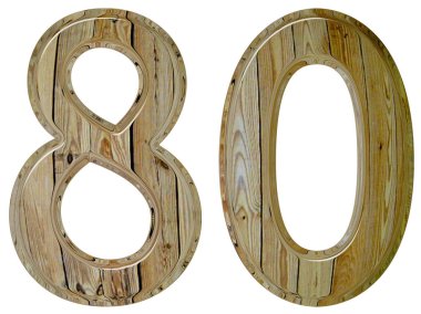 Sayı 80, seksen, beyaz arka plan üzerinde 3d render izole