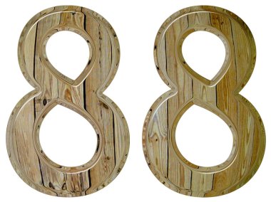 Beyaz arka plan üzerinde 3d rende izole rakamı 88, seksen sekiz,