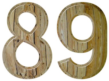 Beyaz arka plan üzerinde 3d render izole rakamı 89, seksen dokuz,