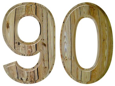 Rakamı 90, 90, beyaz arka plan üzerinde 3d render izole