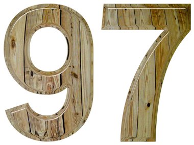 Rakamı beyaz arka plan üzerinde 3d rende izole 97, doksan yedi,