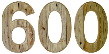 Beyaz arka plan üzerinde 3d rende izole rakamı 600, altı yüz,