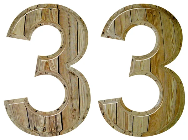 Numerale 33, 33, isolato su sfondo bianco, 3d rende — Foto Stock