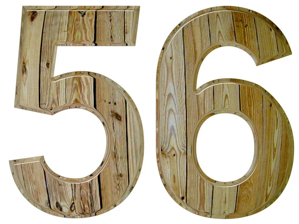 Числа 56, пятьдесят шесть, выделены на белом фоне, 3d рендеринг — стоковое фото
