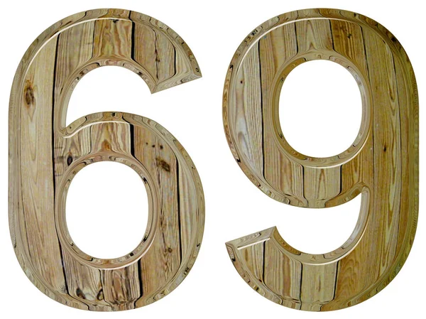 Numeral 69, sessenta e nove, isolado em fundo branco, renderização 3d — Fotografia de Stock