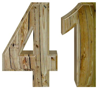 Beyaz arka plan üzerinde 3d render izole rakamı 41, kırk bir,