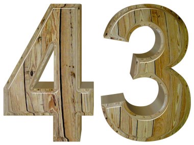 Beyaz arka plan üzerinde 3d render izole rakamı 43, kırk üç,