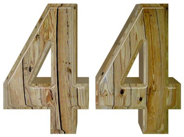 Beyaz arka plan üzerinde 3d render izole rakamı 44, kırk dört,