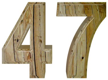 Beyaz arka plan üzerinde 3d render izole rakamı 47, kırk yedi,