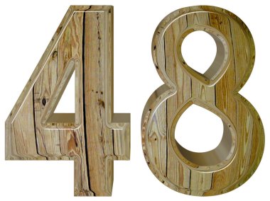 Beyaz arka plan üzerinde 3d render izole rakamı 48, kırk sekiz,