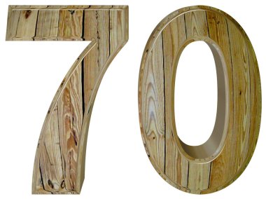 Rakamı 70, yetmiş, beyaz arka plan üzerinde 3d render izole