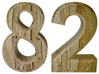 Beyaz arka plan üzerinde 3d render izole rakamı 82, seksen iki,