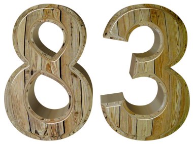 Beyaz arka plan üzerinde 3d rende izole rakamı 83, seksen üç,