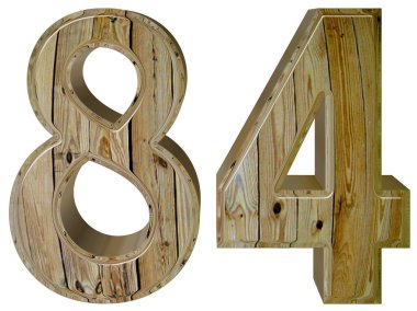 Beyaz arka plan üzerinde 3d render izole rakamı 84, seksen dört,