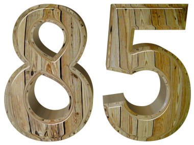 Beyaz arka plan üzerinde 3d render izole rakamı 85, Seksen beş