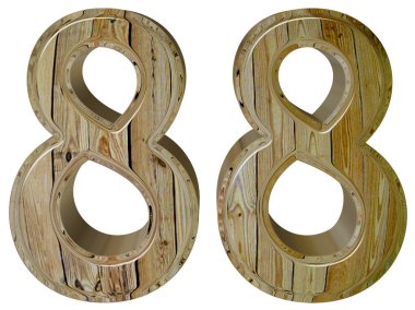 Beyaz arka plan üzerinde 3d rende izole rakamı 88, seksen sekiz,