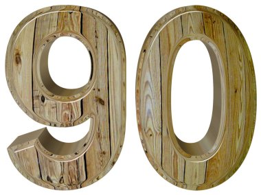 Rakamı 90, 90, beyaz arka plan üzerinde 3d render izole