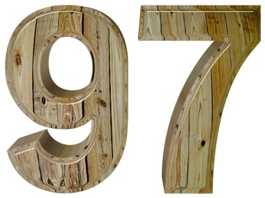 Rakamı beyaz arka plan üzerinde 3d rende izole 97, doksan yedi,