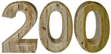 Beyaz arka plan üzerinde 3d rende izole rakamı 200, iki yüz,