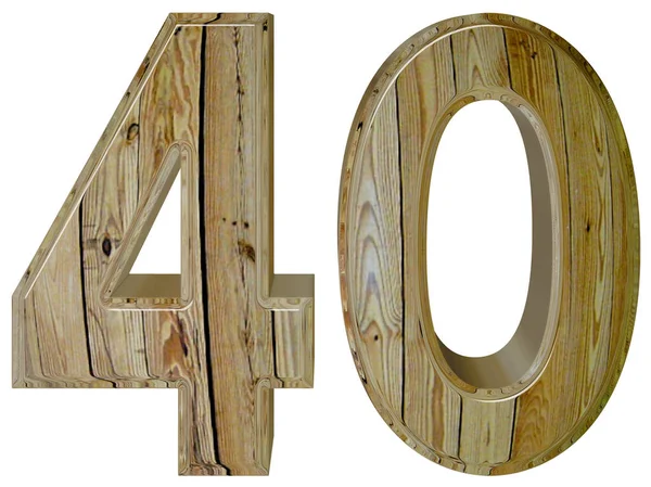 Номер 40, сорок, выделен на белом фоне, 3d рендеринг — стоковое фото