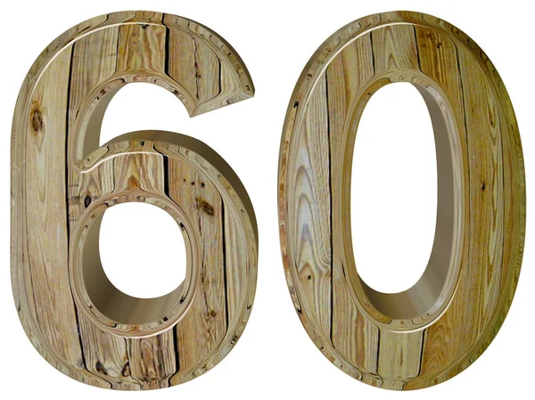 Numeral 60, sessenta, sessenta, isolado no fundo branco, rende 3d — Fotografia de Stock