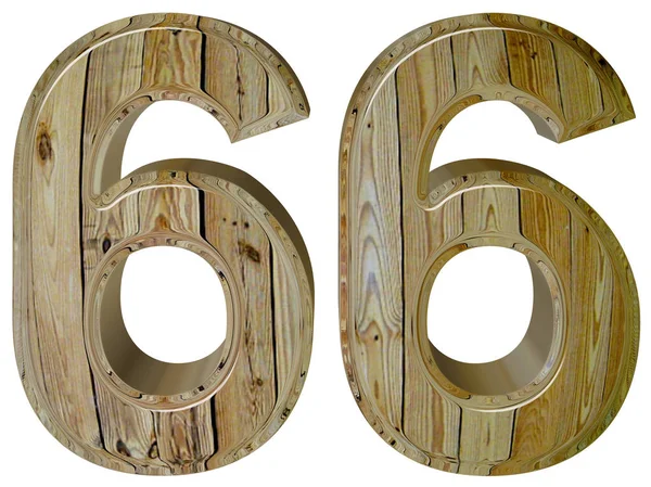 Numéral 66, 66, isolé sur fond blanc, rendu 3d — Photo