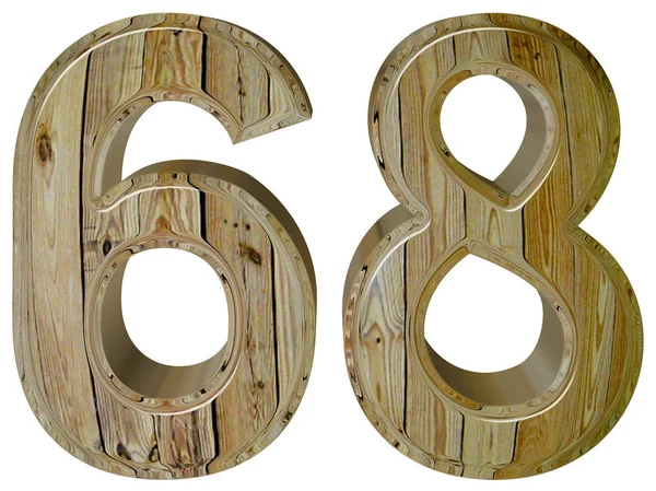 Numeral 68, sessenta e oito, isolado em fundo branco, renderização 3d — Fotografia de Stock