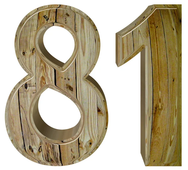 Beyaz arka plan üzerinde 3d render izole rakamı 81, seksen bir
