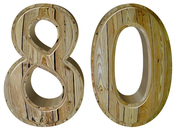 Numeral 80, oitenta, isolado em fundo branco, renderização 3d — Fotografia de Stock