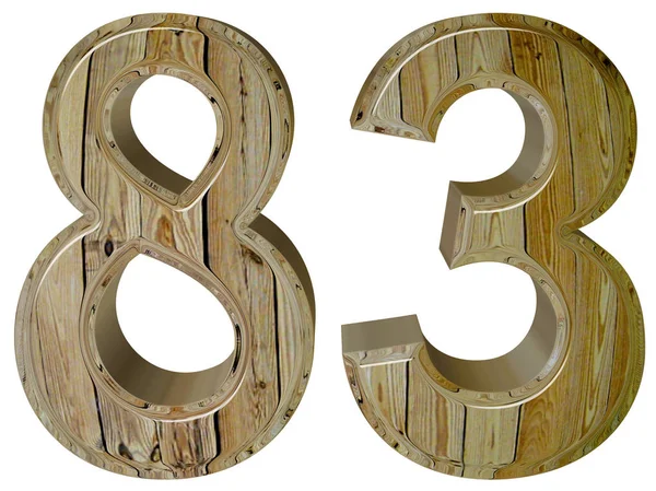 Beyaz arka plan üzerinde 3d rende izole rakamı 83, seksen üç,