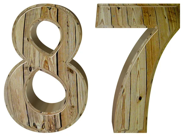 Beyaz arka plan üzerinde 3d render izole rakamı 87, seksen yedi