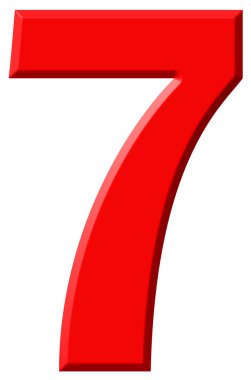 Rakamı 7, yedi, beyaz arka plan üzerinde 3d render izole