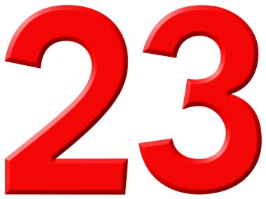 Beyaz arka plan üzerinde 3d rende izole rakamı 23, yirmi üç,