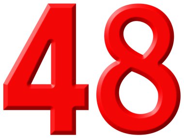 Beyaz arka plan üzerinde 3d render izole rakamı 48, kırk sekiz,