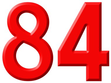 Beyaz arka plan üzerinde 3d render izole rakamı 84, seksen dört,