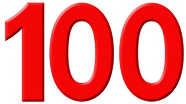 Beyaz arka plan üzerinde 3d rende izole rakamı 100, 100,