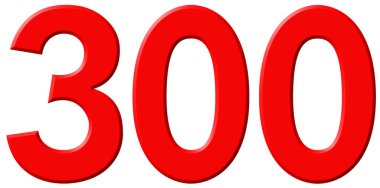 Beyaz arka plan üzerinde 3d ren izole rakamı 300, üç yüz,