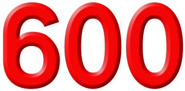 Beyaz arka plan üzerinde 3d rende izole rakamı 600, altı yüz,