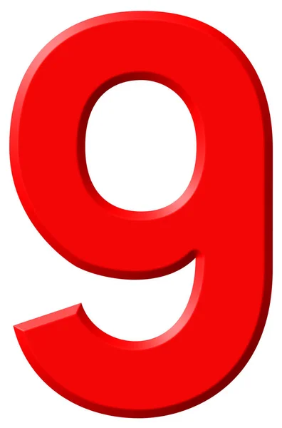 Numeral 9, nueve, aislado sobre fondo blanco, renderizado 3d —  Fotos de Stock