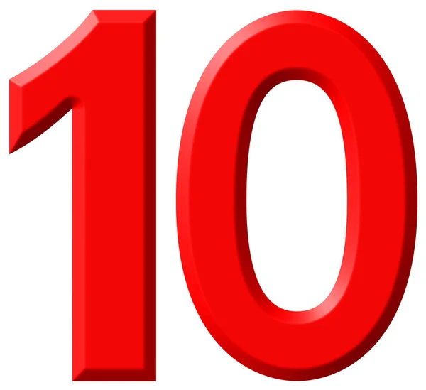 Αριθμητικό ψηφίο 10, δέκα, απομονώνονται σε λευκό φόντο, 3d καθιστούν — Φωτογραφία Αρχείου