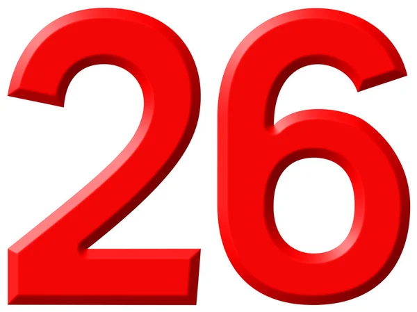 Numeral 26, twenty six, isolated on white background, 3d render — Stock Photo, Image