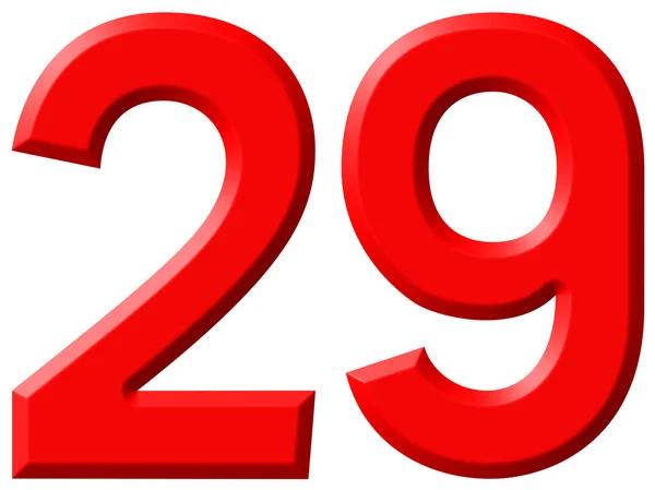 Numeral 29, vinte e nove, isolado em fundo branco, renderização 3d — Fotografia de Stock