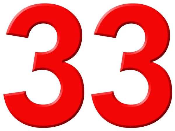Numeral 33, trinta e três, isolado em fundo branco, rende 3d — Fotografia de Stock
