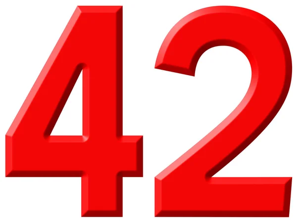 Numeral 42, quarenta e dois, isolado em fundo branco, renderização 3d — Fotografia de Stock