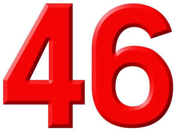Siffran 46, fyrtiosex, isolerad på vit bakgrund, 3d render — Stockfoto