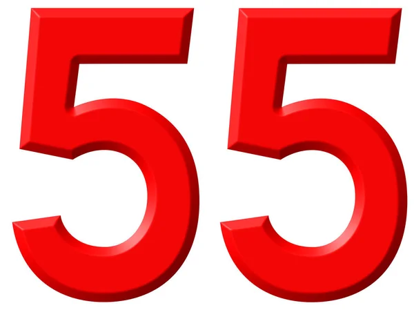 Αριθμητικό 55, πενήντα πέντε, που απομονώνονται σε λευκό φόντο, 3d καθιστούν — Φωτογραφία Αρχείου
