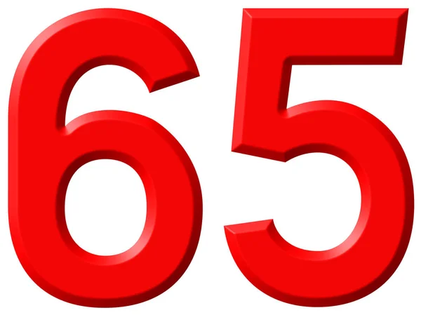 Αριθμητικό 65, εξήντα πέντε, απομονώνονται σε λευκό φόντο, 3d καθιστούν — Φωτογραφία Αρχείου