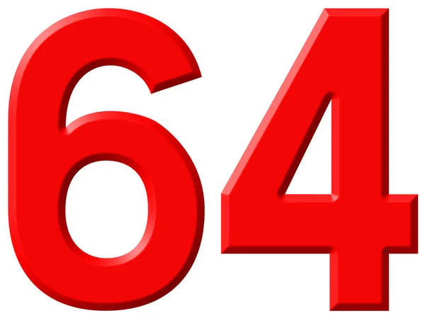 Cijfer 64, zestig vier, geïsoleerd op een witte achtergrond, 3d render — Stockfoto
