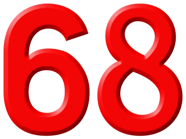 Αριθμητικό 68, εξήντα οκτώ, απομονώνονται σε λευκό φόντο, 3d καθιστούν — Φωτογραφία Αρχείου